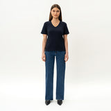 Fitted V-neck Pima T-shirt - Ninepine