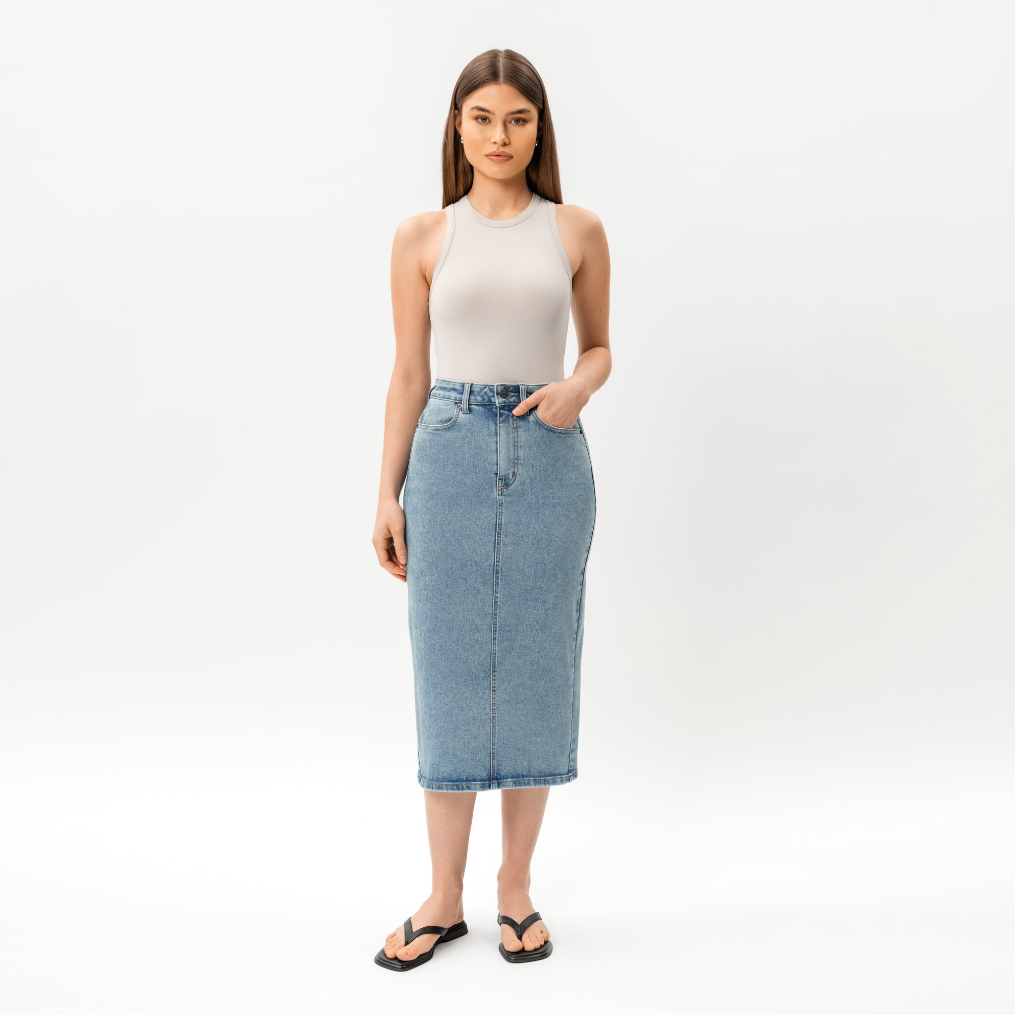 Stretchy ComfortDenim™ Skirt - Ninepine